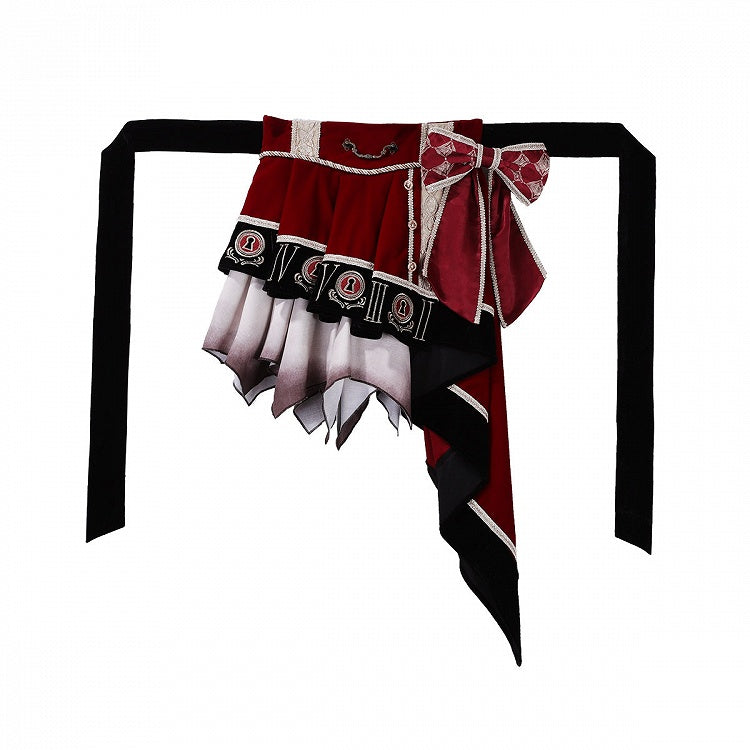 Red Black Asymmetric Preppy Lolita Skirt Bow - Unknown Star