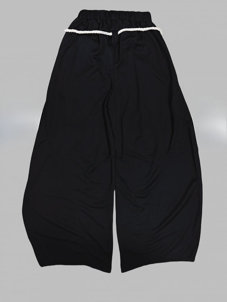 Accessory Applique Wide-leg Strap Pants Black Cut with Hand Y2K