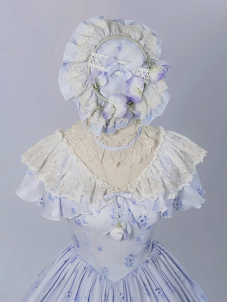 Hat Blue Pansy Elegant Lolita Decorated