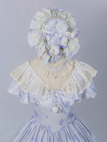 Hat Blue Pansy Elegant Lolita Decorated