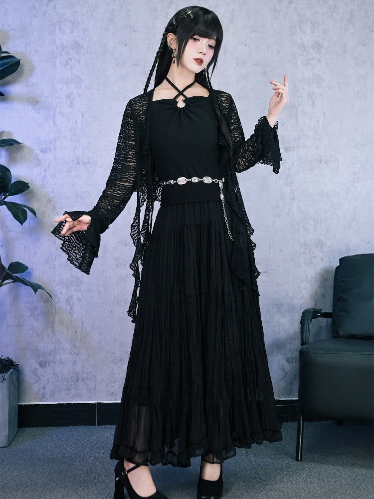 Crinkled Chiffon Maxi Skirt - Quirky Hut
