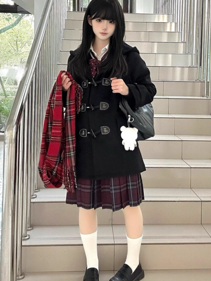 Pattern Skirt 55CM Pleated Red Uniform JK Plaid