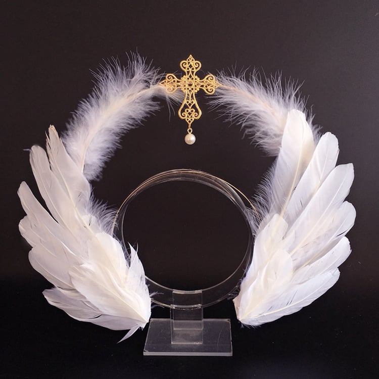 Wing KC Feather Lolita with Angel Accents Golden/Silver Cross