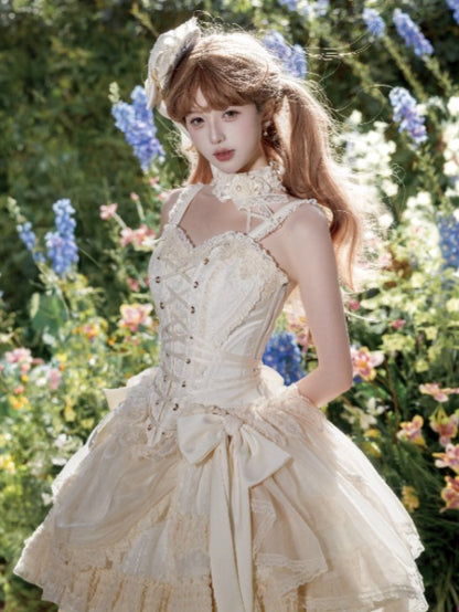 Bowknot Mini Hat Decorated Creamy Lolita