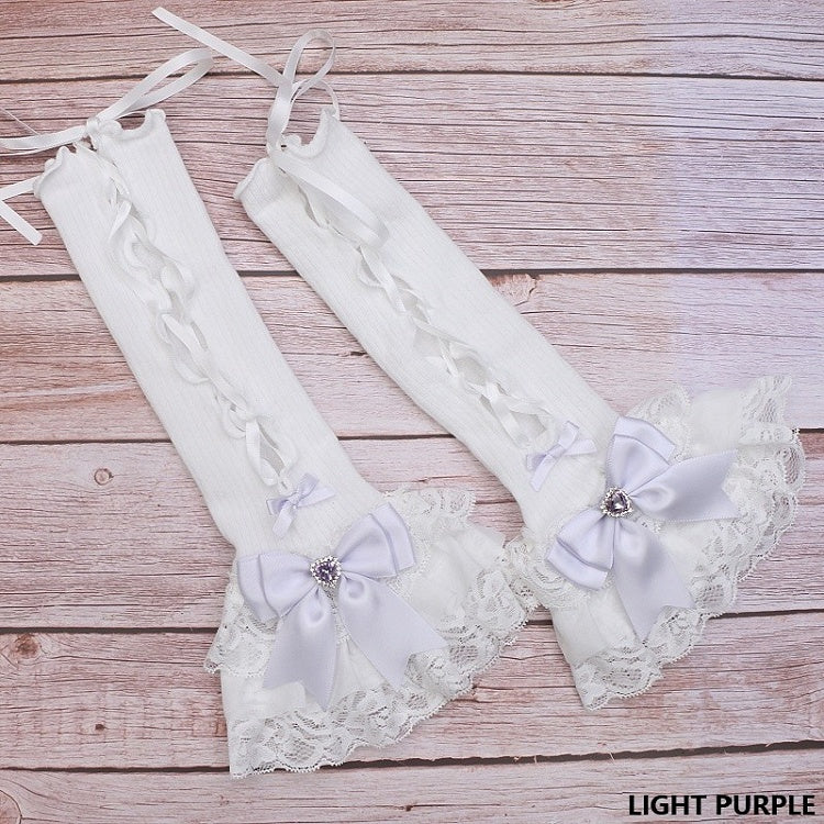 Rhinestone Bowknot Sleeves Options Arm Lace Color Kei Jirai 11