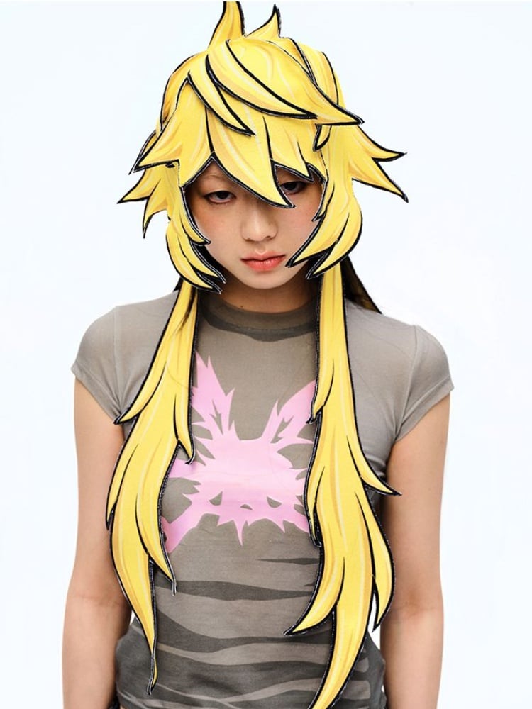 紫/黄色の漫画帽子