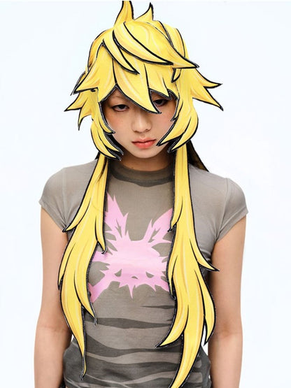 紫/黄色の漫画帽子