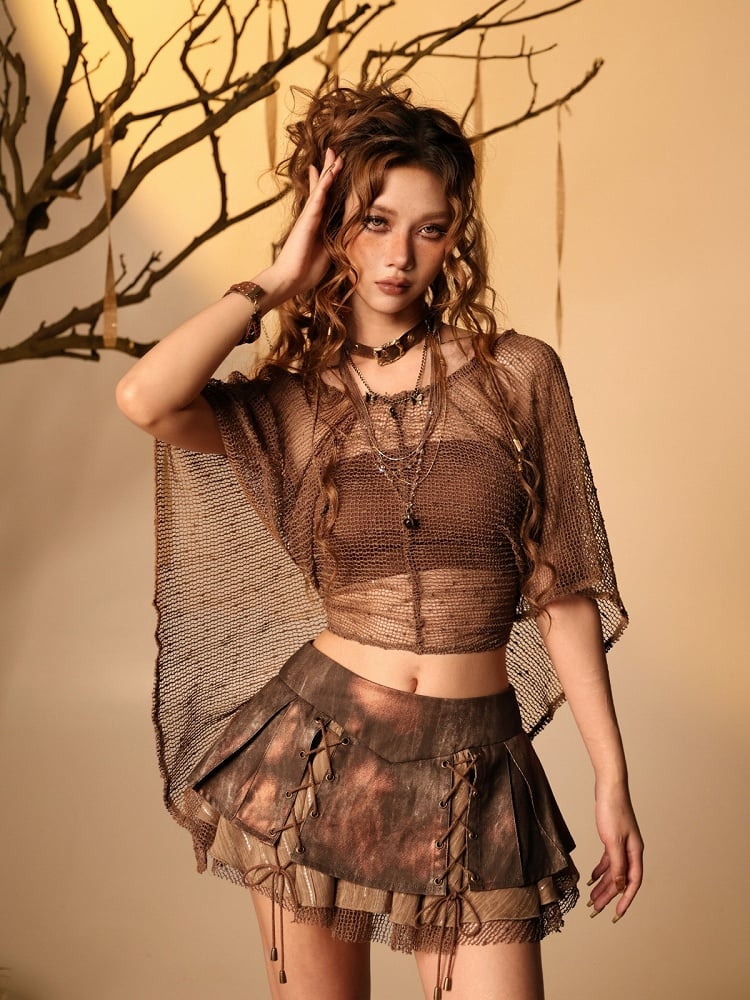 Asymmetrical Mesh Cover-Up with Butterfly Choker - Virtual Orbit
