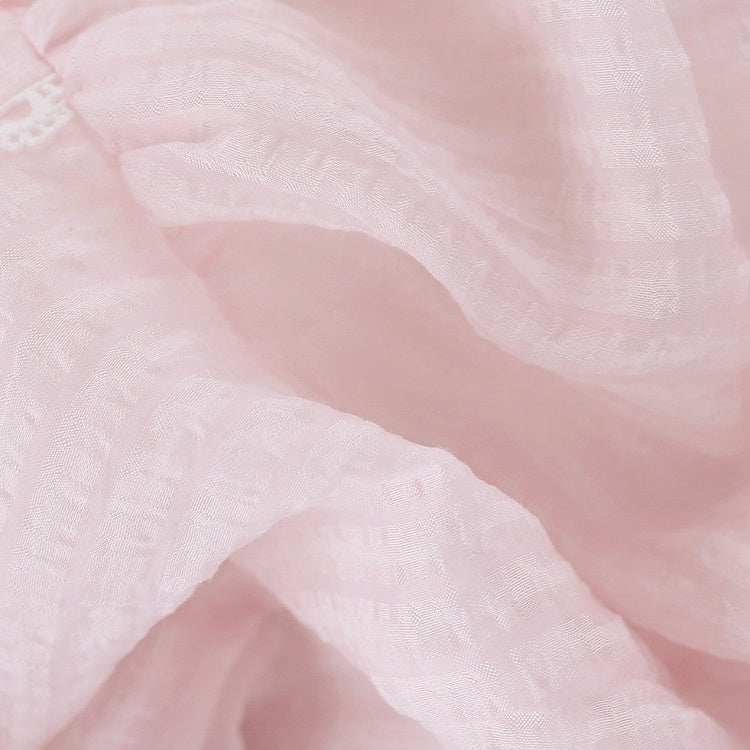 Light Pink Ruffle Puff Sleeve Top with Bow - serendipity