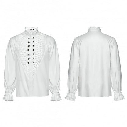 3D White Pleated Shirt Goth Men's