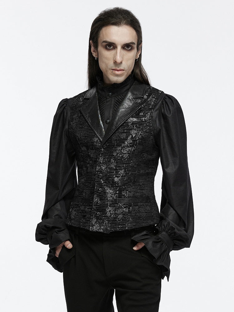 Men's Jacquard Black Vest Goth Exquisite