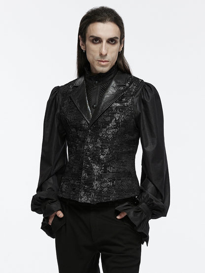 Men's Jacquard Black Vest Goth Exquisite