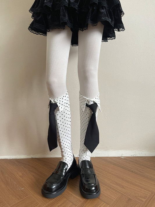 Shirt-Collar Stockings Polka-Dot