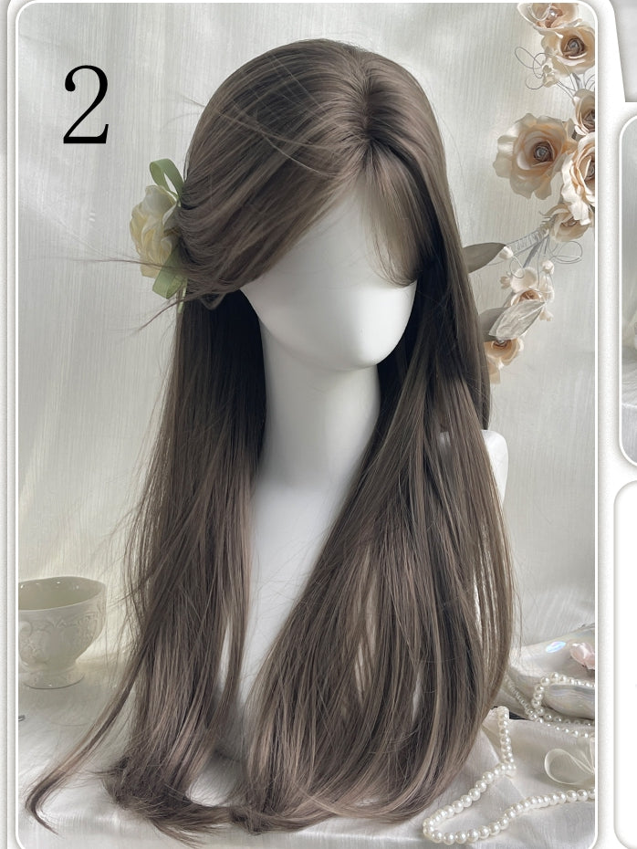 Bangs Long Wigs Middle-parted/Full Straight Brown 70cm
