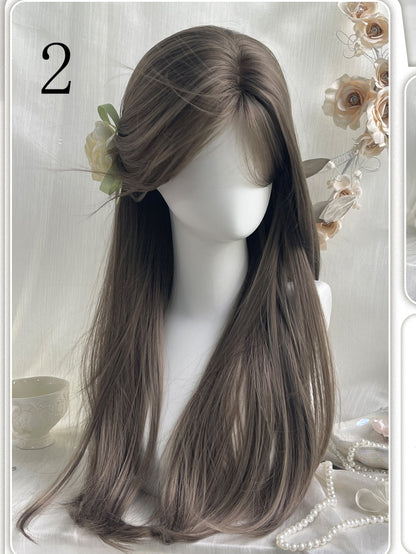 Bangs Long Wigs Middle-parted/Full Straight Brown 70cm