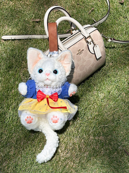 Cute Black/Gray/White with Skirt Yellow Devon Keychain Cat Accent
