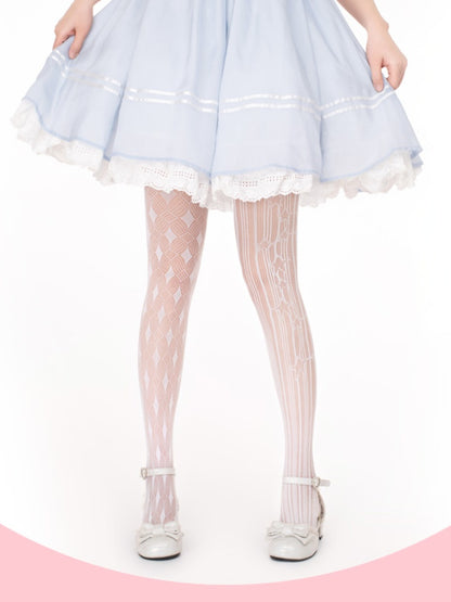 ホワイトダイヤモンド柄ロリータ網タイツ