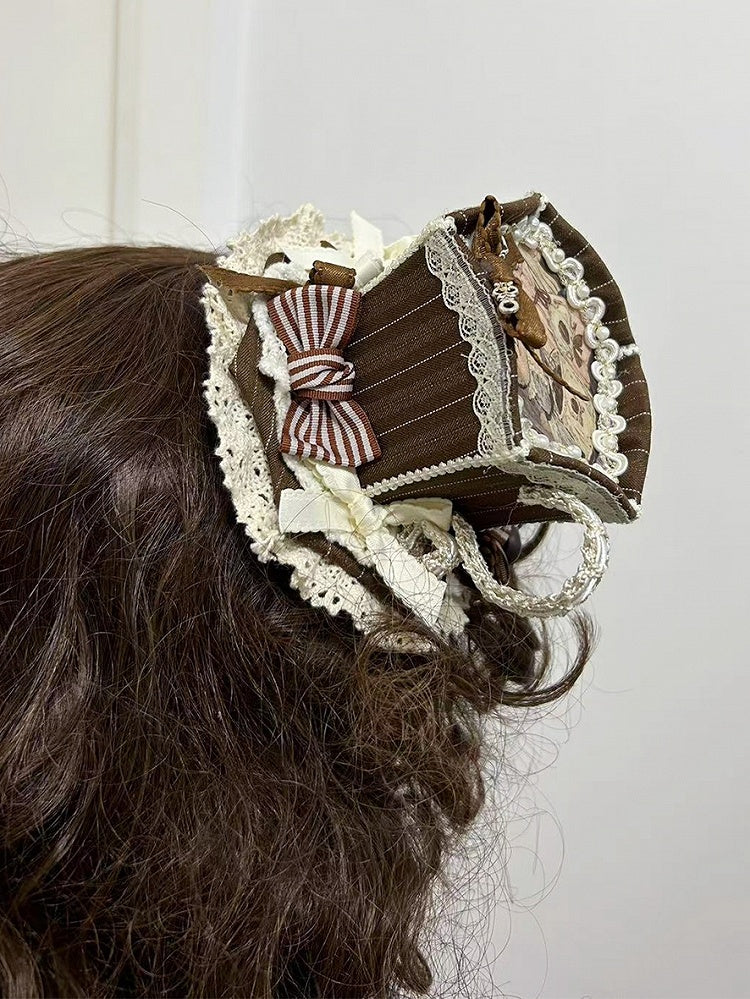 Teddy Print Teacup Mini Hat Brown