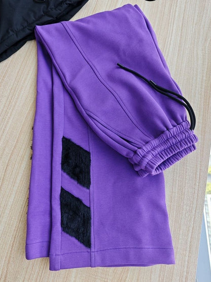 Winter Jirai Sweater Purple Kei Fleece Pants