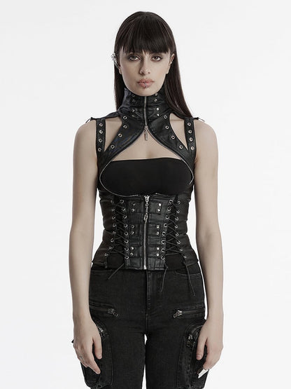 Vest Steampunk High Collar Black