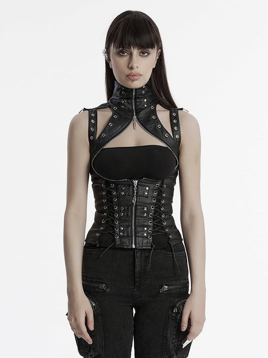 Vest Steampunk High Collar Black