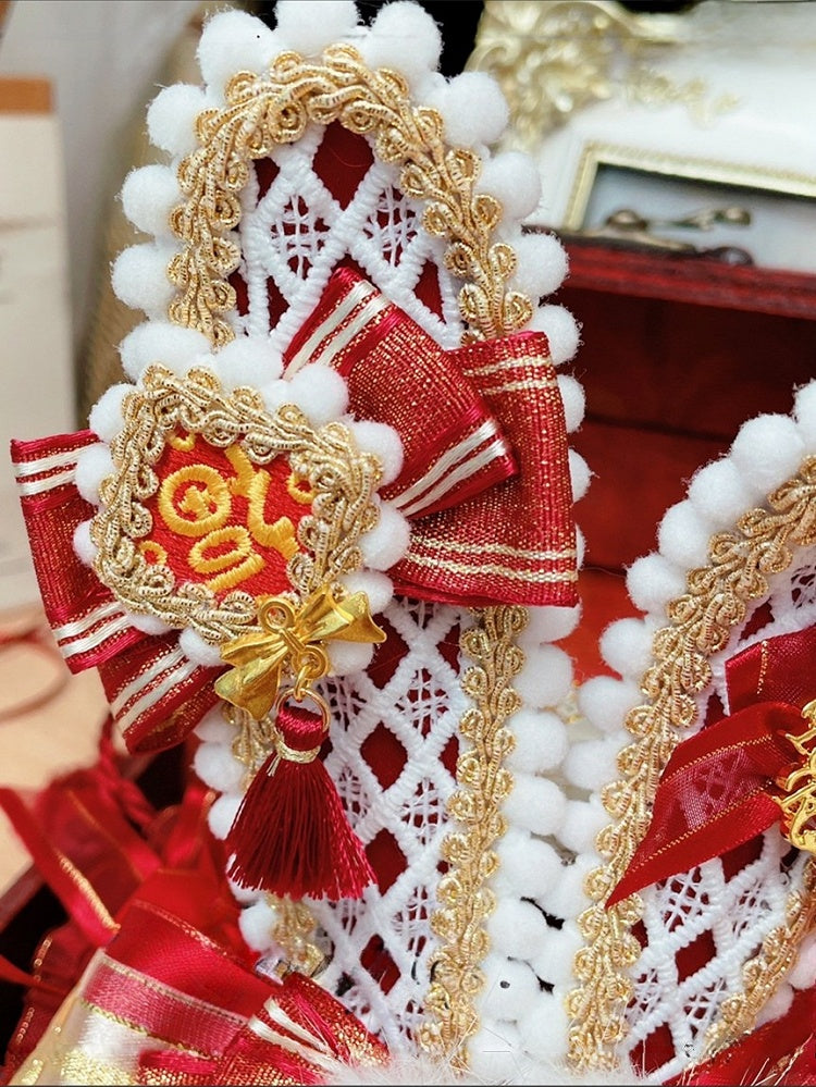 Applikation Hase Schleife Rot Qi Details Ohren Tiger Hut Lolita Mini