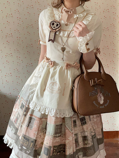 Bread Apron Beige Embroidery