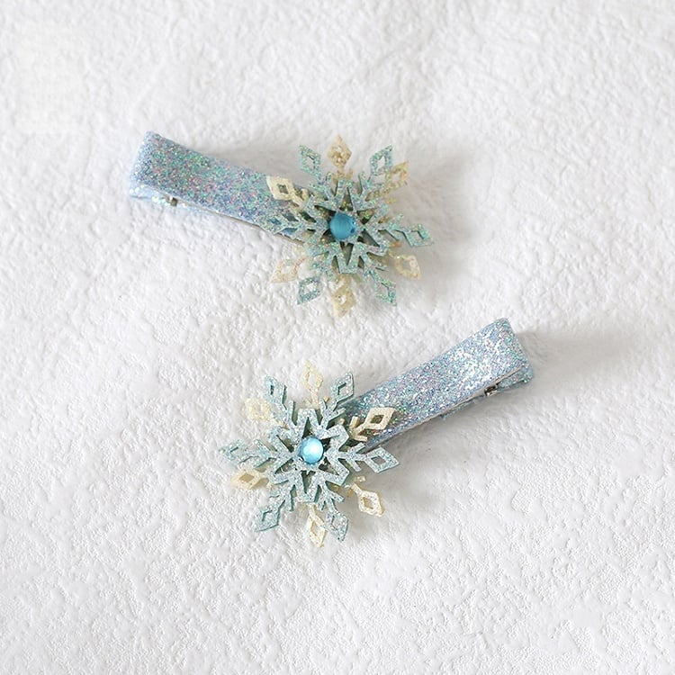 With Snowflake Hairclip White Blue Light And Floral Bowknot Sweet Bonnet Lolita Lace