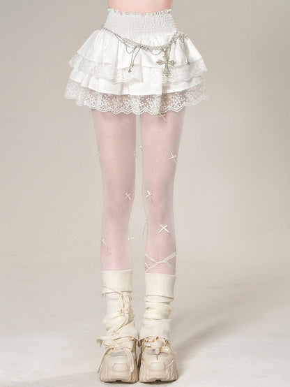 レーススカートトリム ホワイト グラマラス ティアード