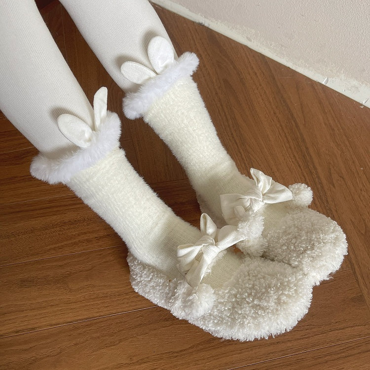 Furry Bunny Ear Lolita Decorations with Calf Socks Colors 6 Trim