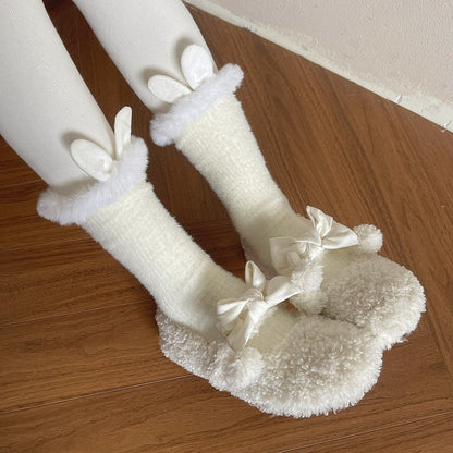 Furry Bunny Ear Lolita Decorations with Calf Socks Colors 6 Trim