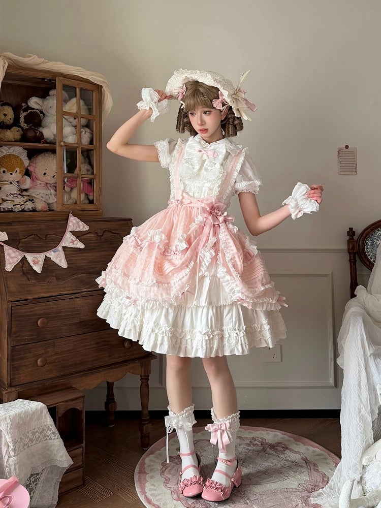 Rose Checkered Multi-Tier Bow Lolita Jumperdress