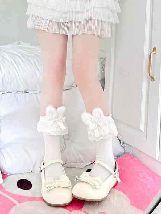 3D Bunny Socks Calf Bow Lolita Lace 4 Decoration Trim Ears Colors