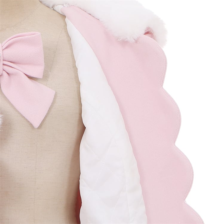 Pan Long Peter Plush with Elegant Jirai Kei Collar and Detachable Cape Coat Pink