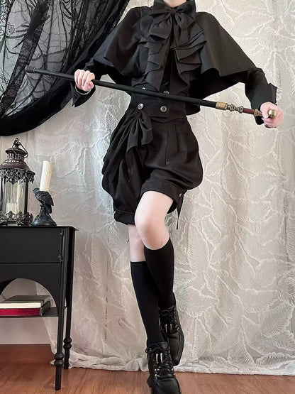 with Shirt Ouji Gothic Bowtie Cape Black Design Jabot Lolita