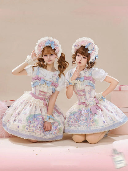 ベージュブルーのリボン付きカフスリスト