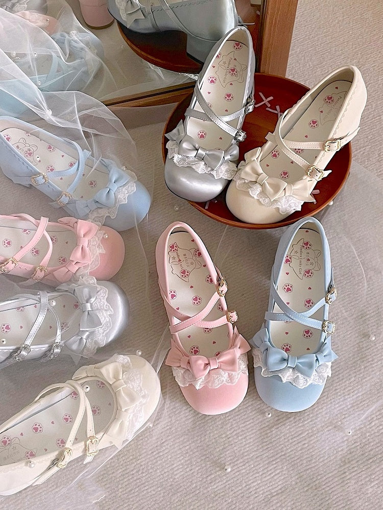 Off-white with Heeled Lolita Crossed 4.5cm Straps Elegant Shoes