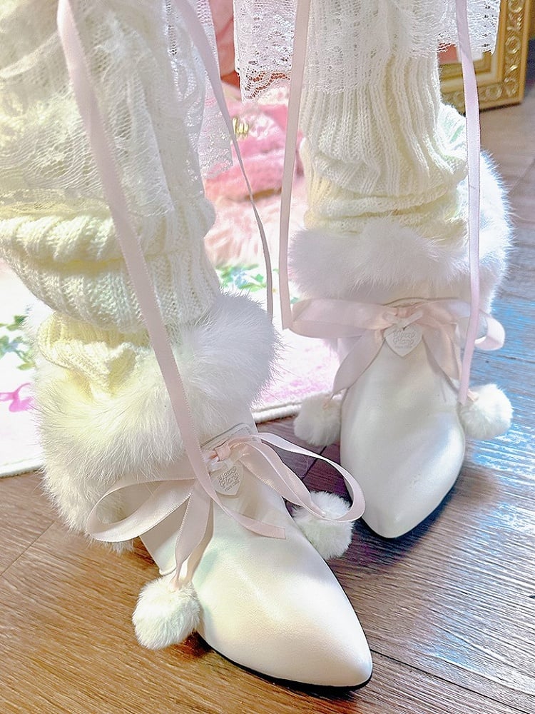 with Ankle Lolita White Elegant Platform Boots Accents Bow