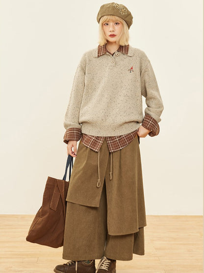 Asymmetrical Cut Pants 3 Wide-leg Design Colors