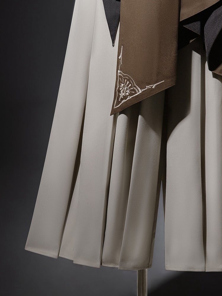 Straight-leg Short Pieces Steampunk Three - Sleeves + Pants Waistcoat Ouji Long Set One-shoulder Shirt Lolita