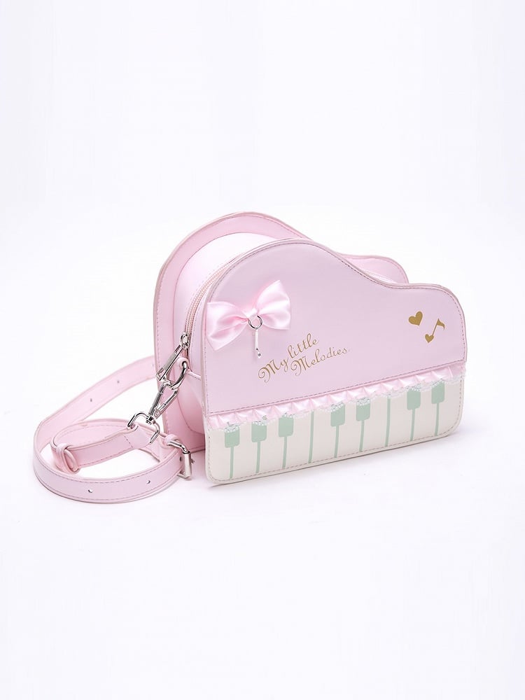 Piano Bow Accent Chic Key Bag Design Pink And Crossbody With