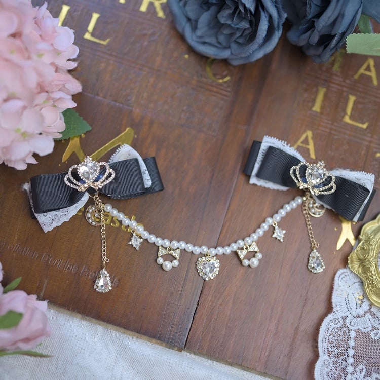 Jirai Chain with Colors Beaded Hairclips Bowknot Kei 6 Crown