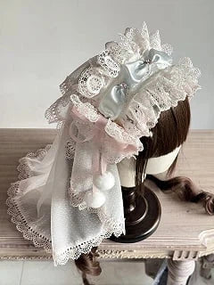 Multi-Color Head (Pom-Pom Lace with Veil Lolita Hairband Accents)