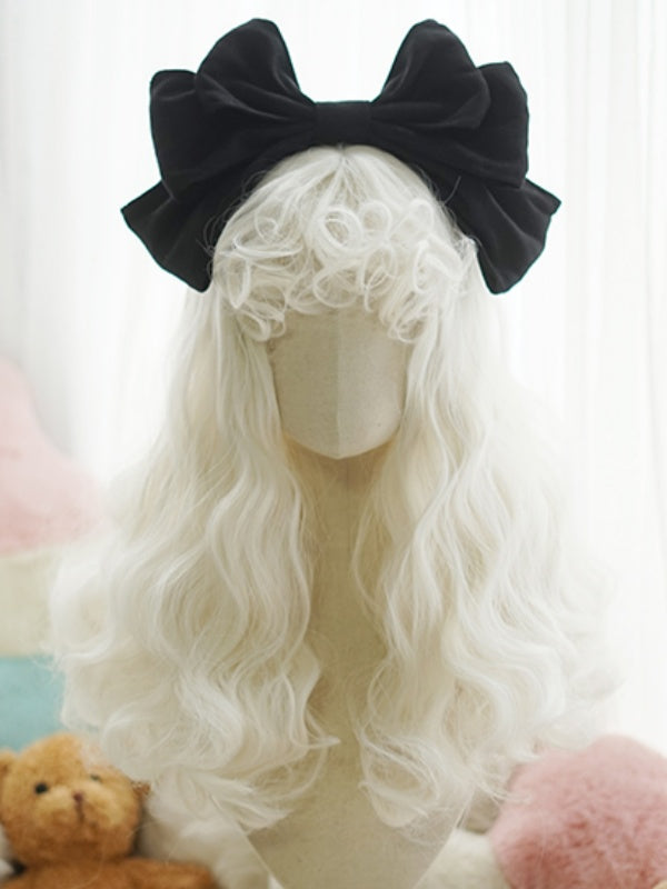 Blond/Weiß/Braun/Rosa/Hellblonde lange gewellte Perücke mit lockigem Pony