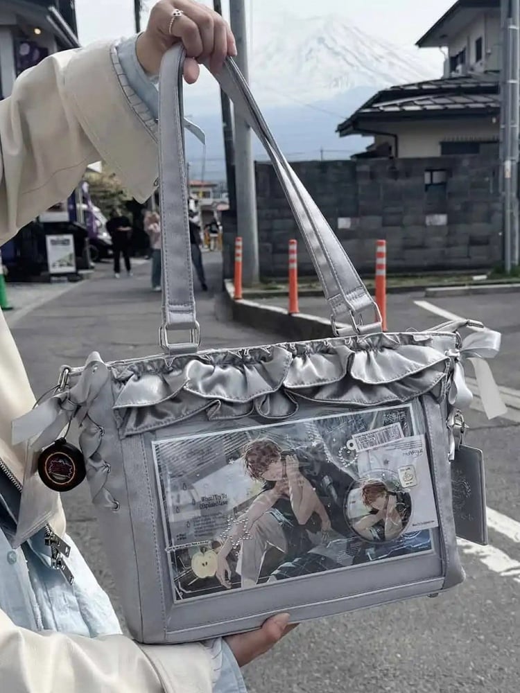 Silberne Besätze Halter Riemen Satin Rüschen mit Karte Selbst binden Tasche Ita Schleife