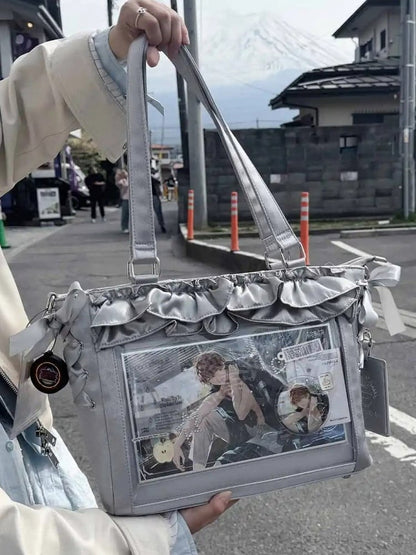 Silberne Besätze Halter Riemen Satin Rüschen mit Karte Selbst binden Tasche Ita Schleife