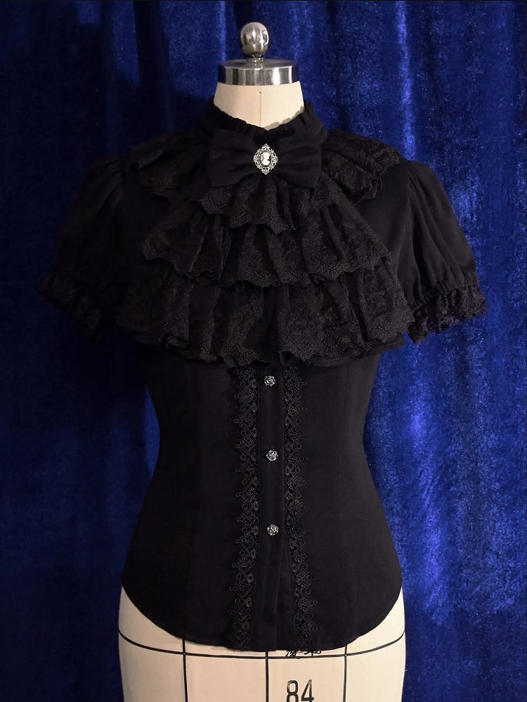 Krawatte Bowknot Jabot Schwarz Gothic Weiß /
