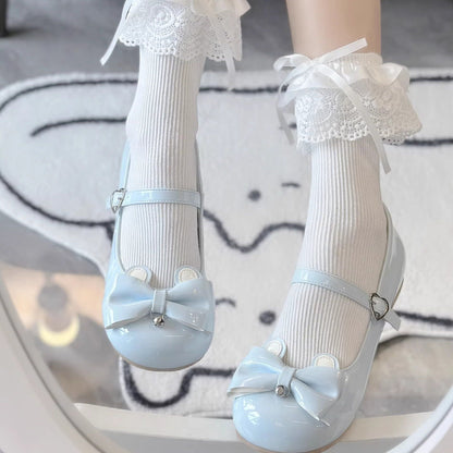 Lolita Mary Jane Mid Heel Shoes – Sweet Original Lolita Floral Bell Pumps