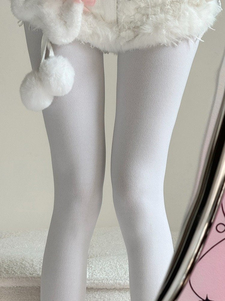 Thick Tights White Fleece-Lined