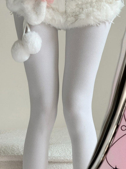 Thick Tights White Fleece-Lined